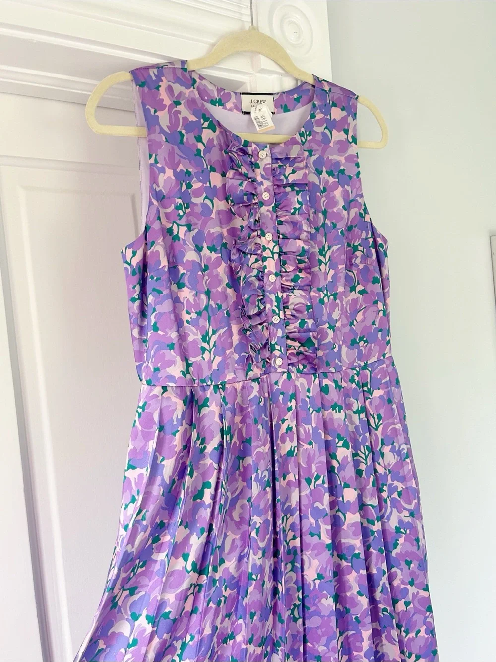 J. Crew Collection: Ratti Lilac Floral Pleated Midi Dress - Size 8